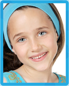 child with blue headband